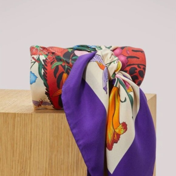 GUCCI SCARF SILK TIGER ICONIC FLORA PRINT SQUARE VIBRANT FOULARD 35" - Picture 3 of 16